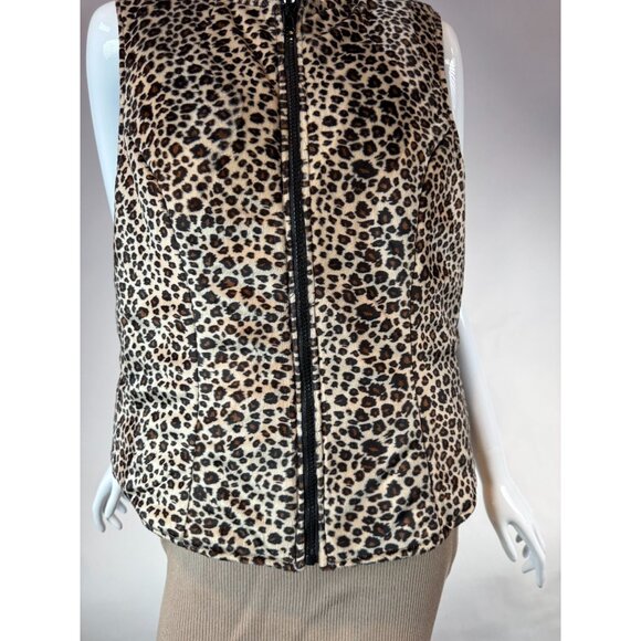 Leopard Print Polyester Reversible Vest With Front Zipper By I.N. Studio M - Picture 10 of 16